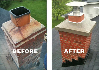 CHIMNEY CROWN before after Concrete-Chimney-Crown